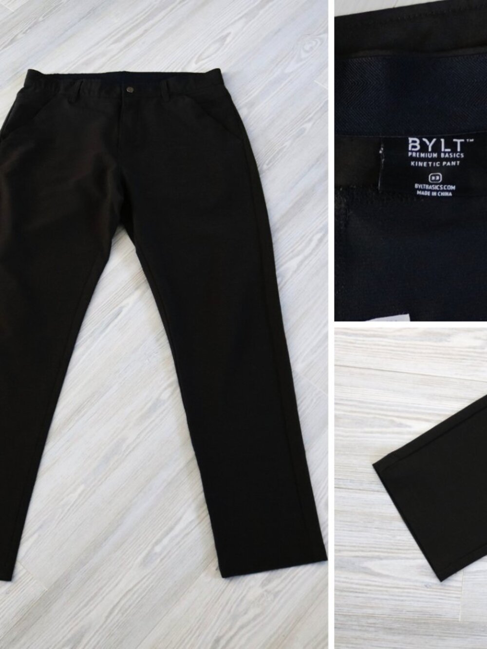 BYLT Kinetic Pants Black Premium Golf Lightweight Stretch Chino Men's 33 x 30